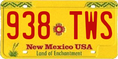 NM license plate 938TWS