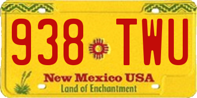 NM license plate 938TWU