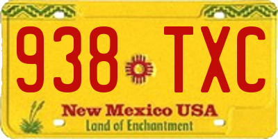 NM license plate 938TXC