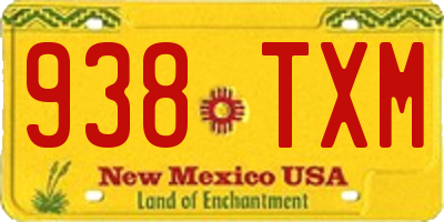 NM license plate 938TXM