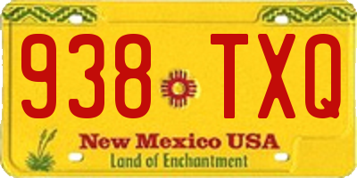 NM license plate 938TXQ