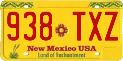 NM license plate 938TXZ
