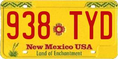 NM license plate 938TYD
