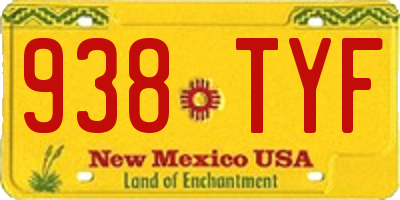NM license plate 938TYF