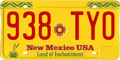 NM license plate 938TYO