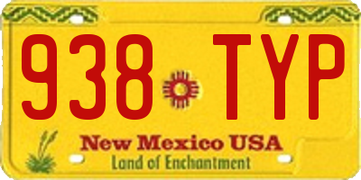 NM license plate 938TYP