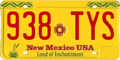 NM license plate 938TYS