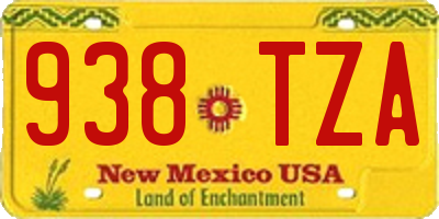 NM license plate 938TZA