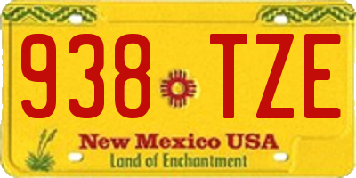 NM license plate 938TZE