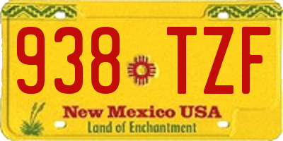 NM license plate 938TZF
