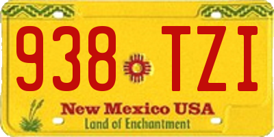 NM license plate 938TZI