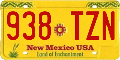 NM license plate 938TZN