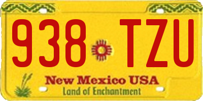 NM license plate 938TZU