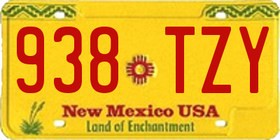 NM license plate 938TZY