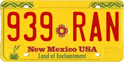 NM license plate 939RAN