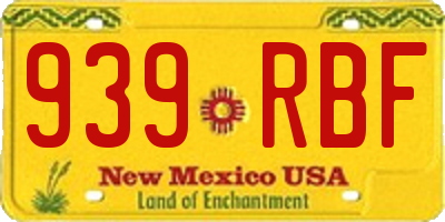 NM license plate 939RBF