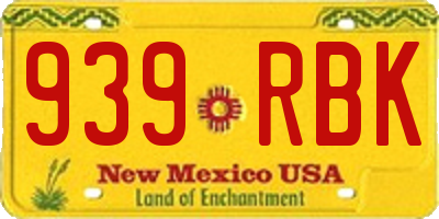 NM license plate 939RBK