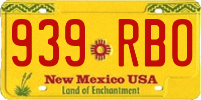 NM license plate 939RBO