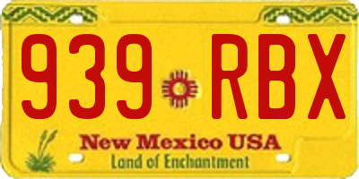 NM license plate 939RBX