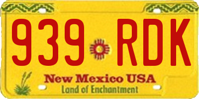 NM license plate 939RDK