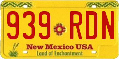 NM license plate 939RDN
