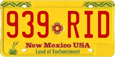 NM license plate 939RID