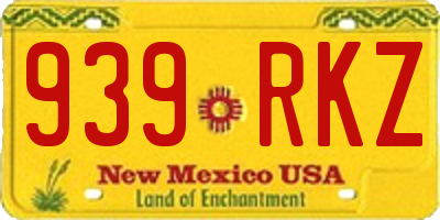 NM license plate 939RKZ