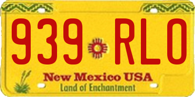 NM license plate 939RLO