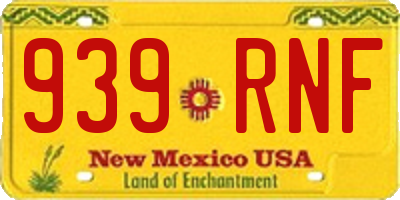 NM license plate 939RNF