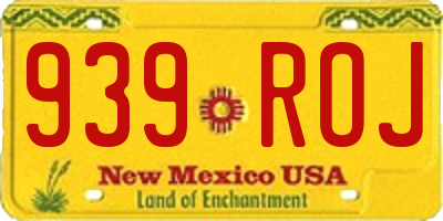 NM license plate 939ROJ