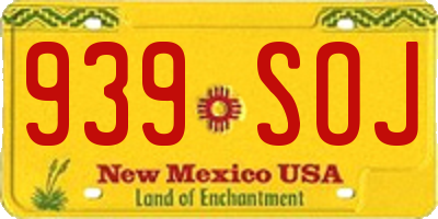 NM license plate 939SOJ