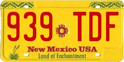 NM license plate 939TDF
