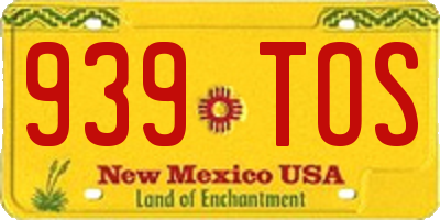 NM license plate 939TOS