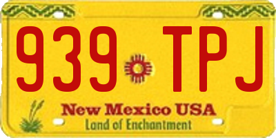 NM license plate 939TPJ