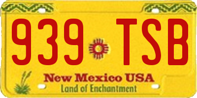 NM license plate 939TSB