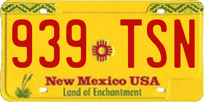 NM license plate 939TSN