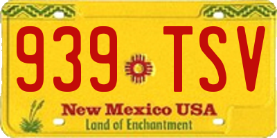 NM license plate 939TSV