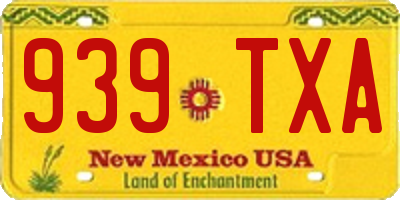 NM license plate 939TXA