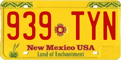 NM license plate 939TYN