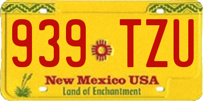 NM license plate 939TZU