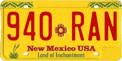 NM license plate 940RAN