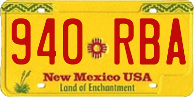 NM license plate 940RBA