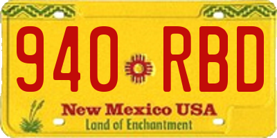 NM license plate 940RBD