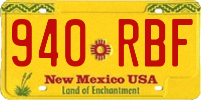 NM license plate 940RBF