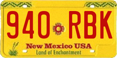 NM license plate 940RBK