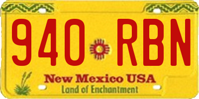 NM license plate 940RBN