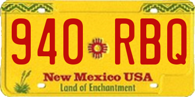 NM license plate 940RBQ