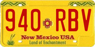 NM license plate 940RBV
