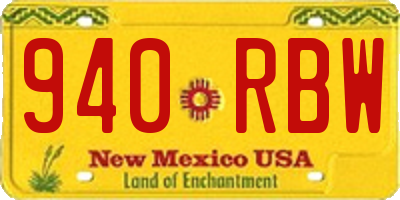 NM license plate 940RBW