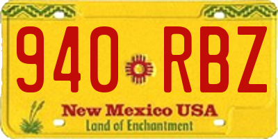 NM license plate 940RBZ